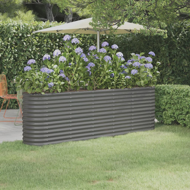 Vaso da Giardino Acciaio Verniciato Polvere 224x40x68 cm Grigio cod mxl 50049