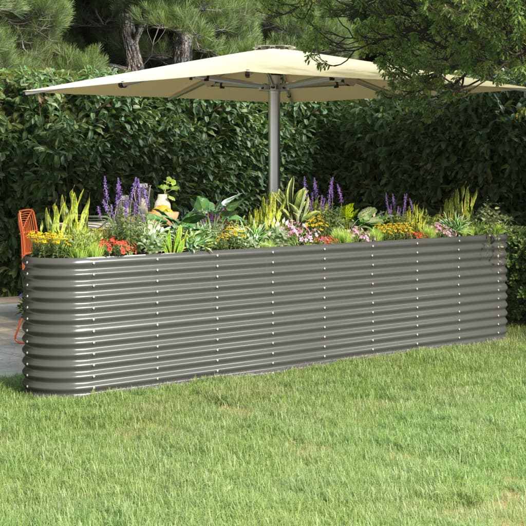 Vaso Giardino Acciaio Verniciato a Polvere 332x40x68cm Grigio cod mxl 67017