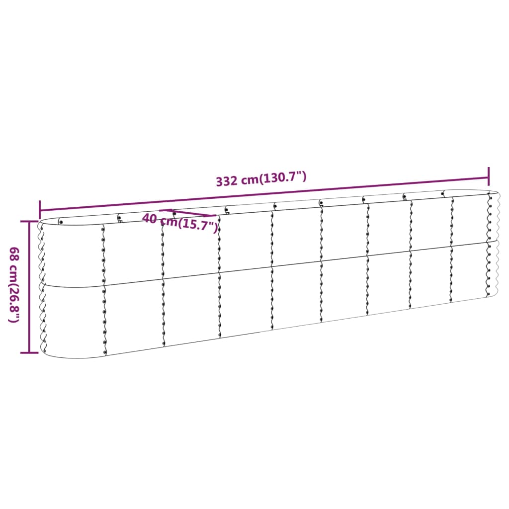 Vaso Giardino Acciaio Verniciato a Polvere 332x40x68 cm Marrone cod mxl 67062