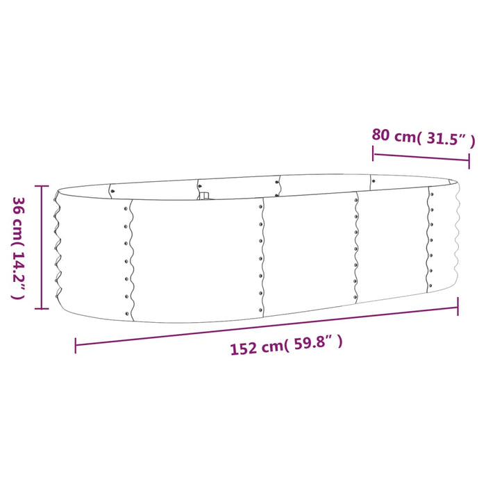 Vaso da Giardino Acciaio Verniciato Polvere 152x80x36 cm Grigio cod mxl 67200