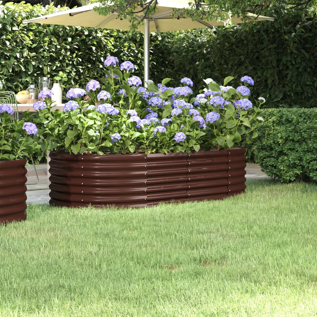 Vaso da Giardino Acciaio Verniciato Polvere 152x80x36cm Marrone cod mxl 50493