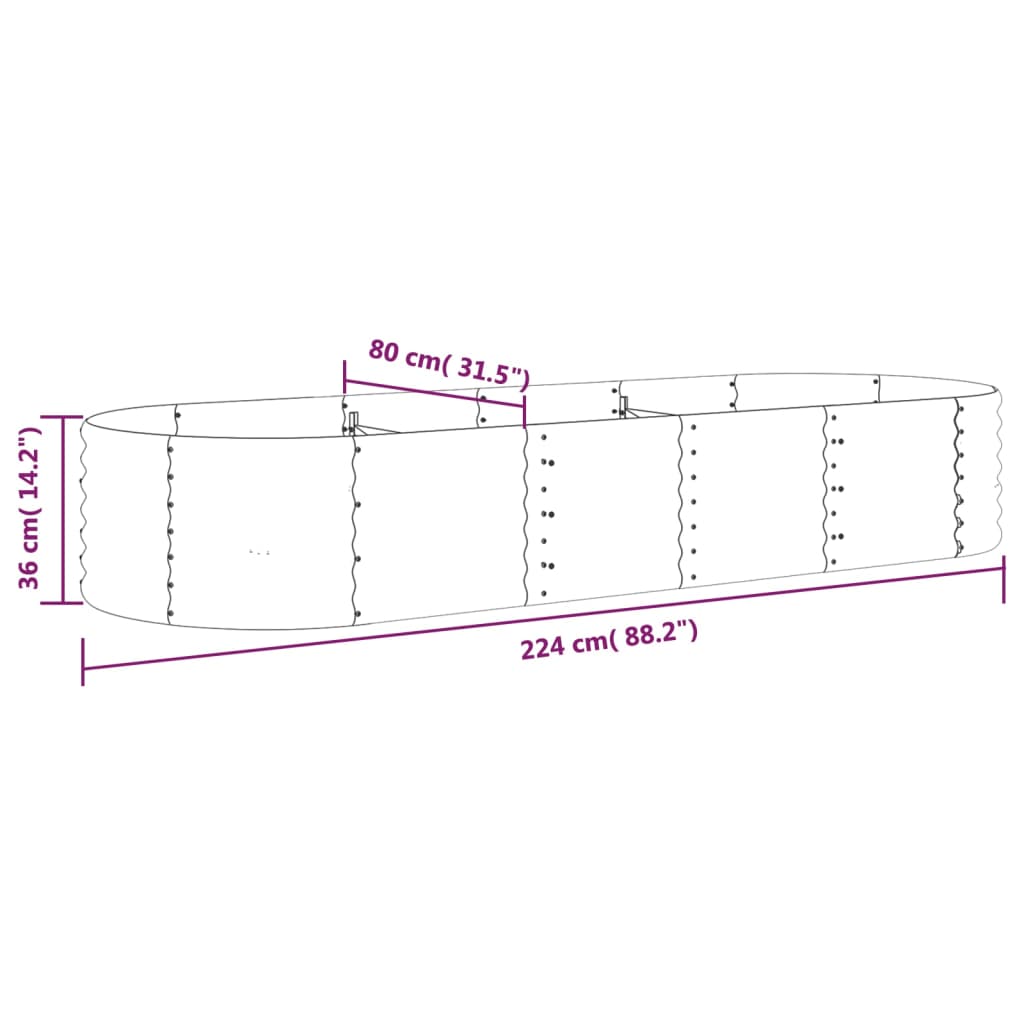 Vaso da Giardino Acciaio Verniciato a Polvere 224x80x36cm Verde cod mxl 67245