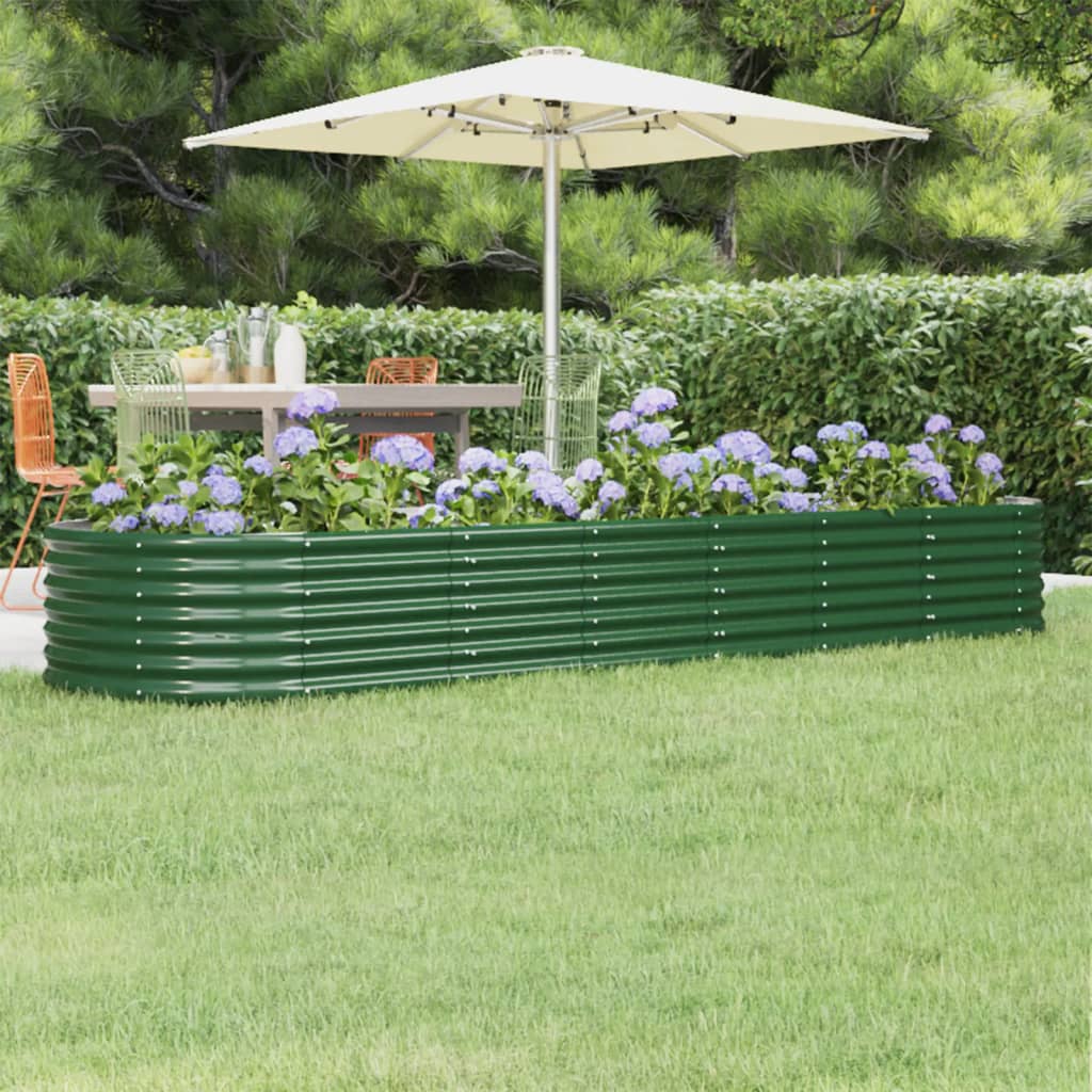 Letto Giardino Acciaio Verniciato a Polvere 296x80x36 cm Verde 318923