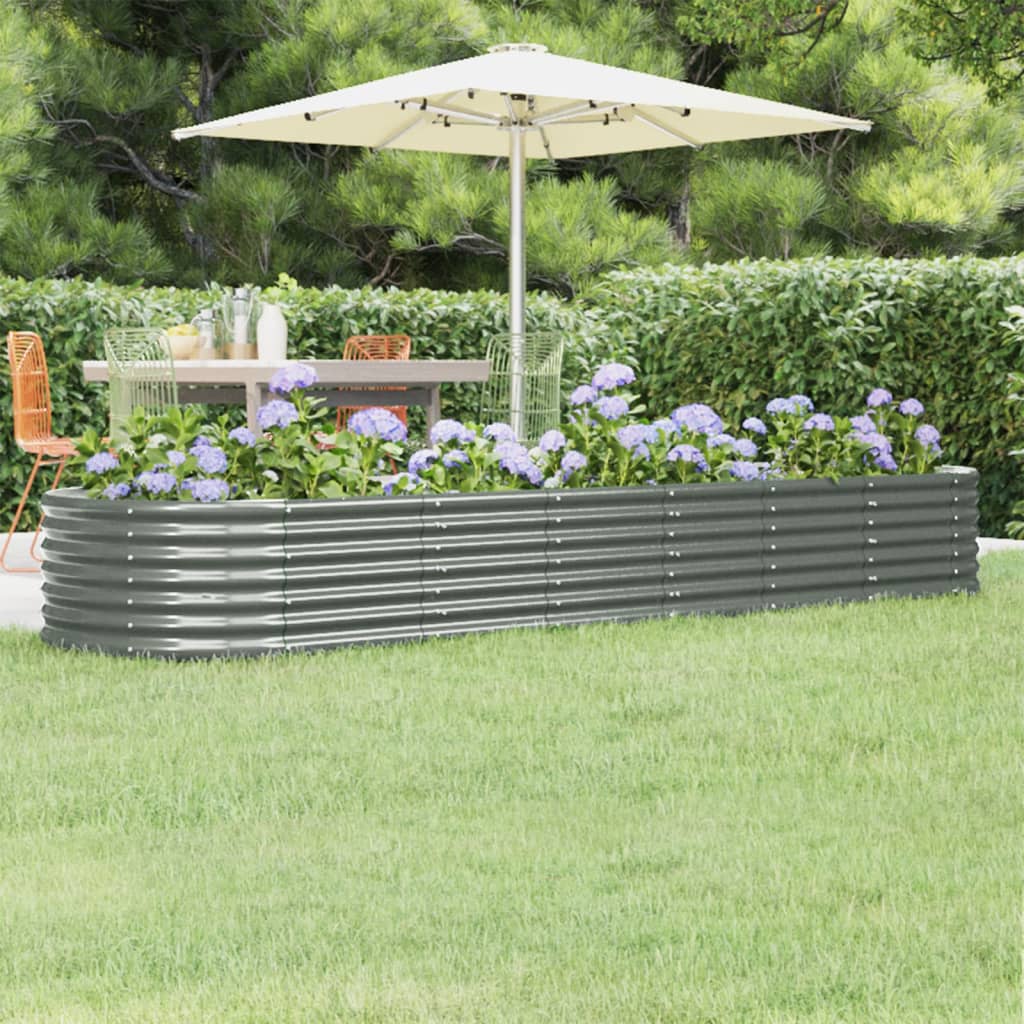 Letto Giardino Acciaio Verniciato a Polvere 296x80x36 cm Grigio 318924