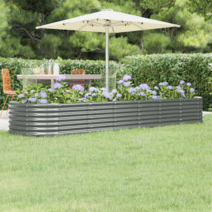 Letto Giardino Acciaio Verniciato a Polvere 296x80x36 cm Grigio 318924