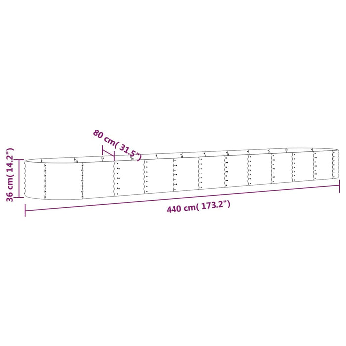 Letto Giardino Acciaio Verniciato a Polvere 440x80x36cm Marrone 318935