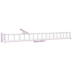 Vaso da Giardino Acciaio Verniciato Polvere 620x80x36cm Marrone cod mxl 67272