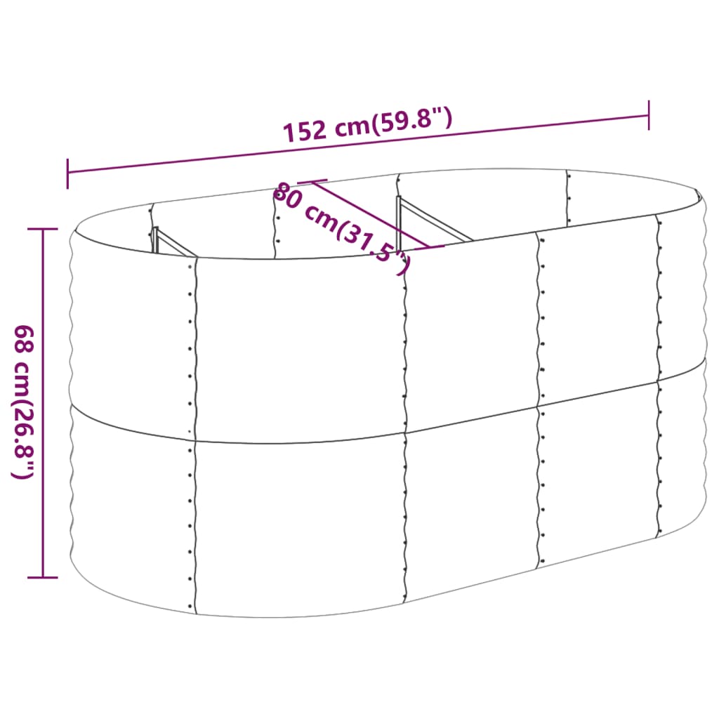 Vaso da Giardino Acciaio Verniciato a Polvere 152x80x68cm Verde cod mxl 52569