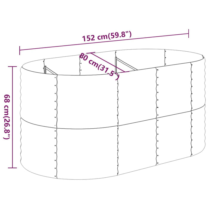 Vaso da Giardino Acciaio Verniciato Polvere 152x80x68 cm Grigio cod mxl 67335