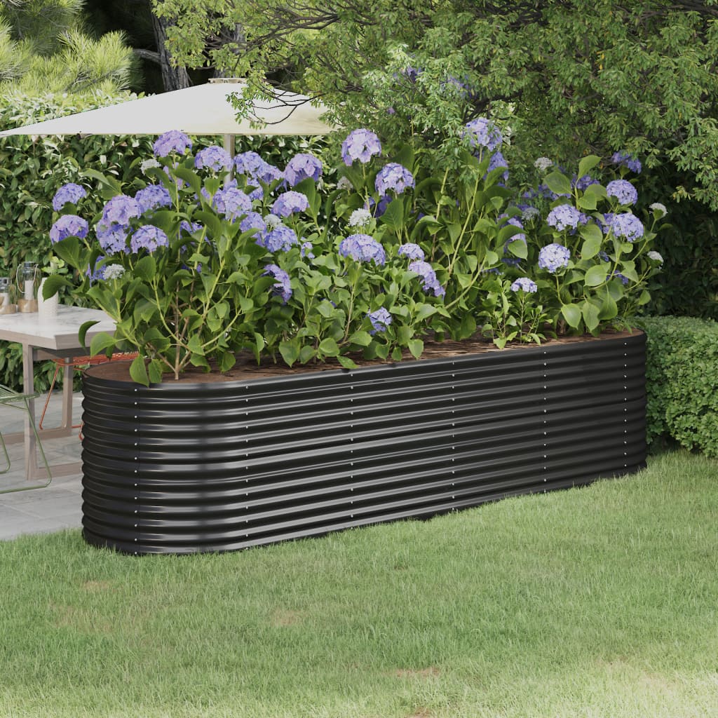 Vaso Giardino Acciaio Verniciato Polvere 296x80x68 cm Antracite cod mxl 67373