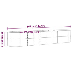 Vaso Giardino Acciaio Verniciato a Polvere 368x80x68 cm Grigio cod mxl 66837