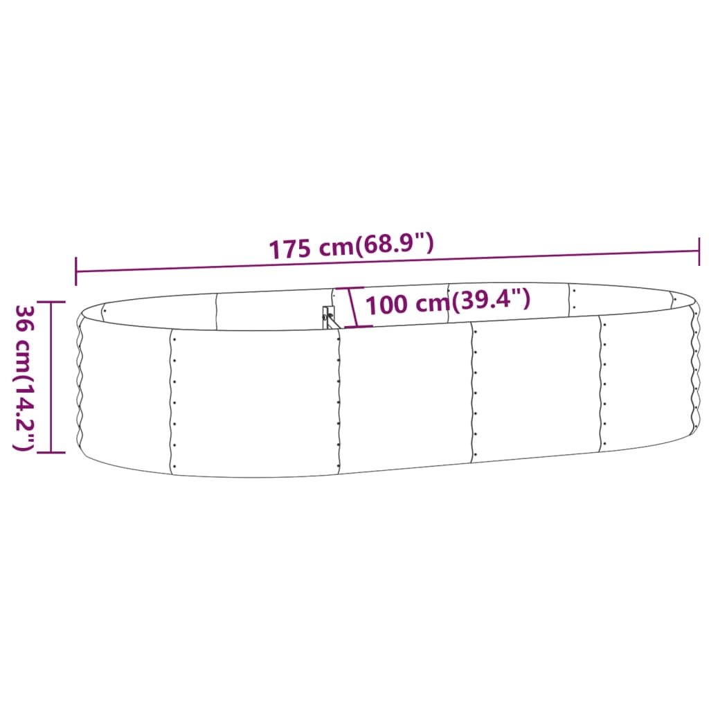 Letto Giardino Acciaio Verniciato Polvere 175x100x36 cm Marrone 318990