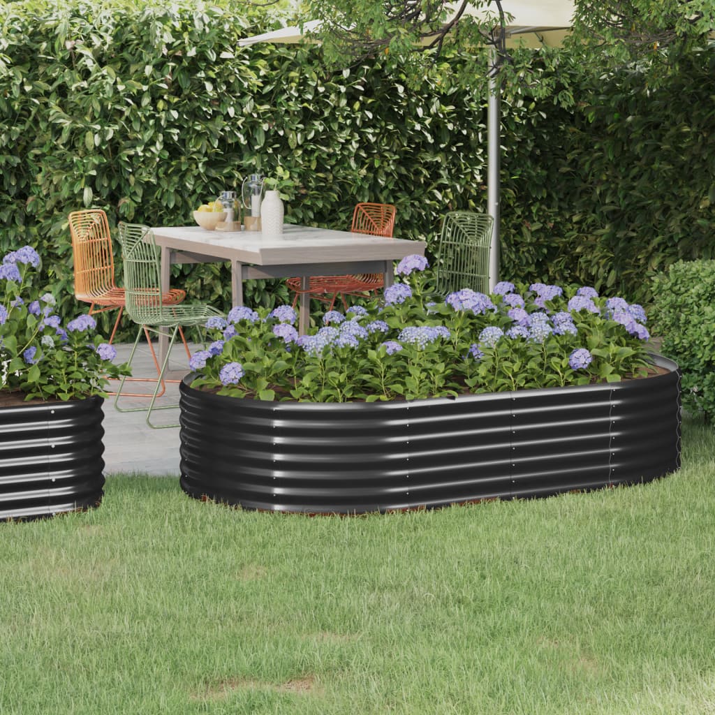 Vaso Giardino Acciaio Verniciato Polvere 175x100x36cm Antracite cod mxl 46276