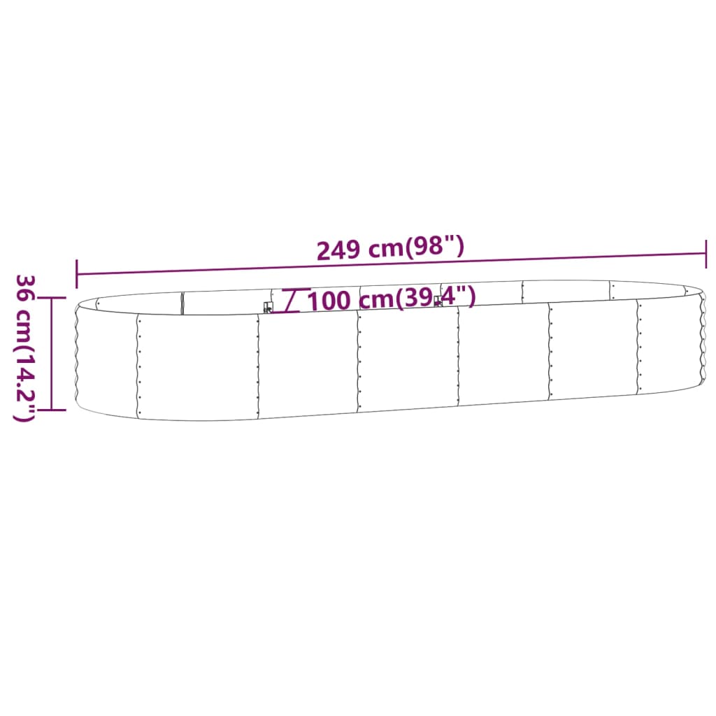 Vaso Giardino Acciaio Verniciato a Polvere 249x100x36 cm Grigio cod mxl 66717