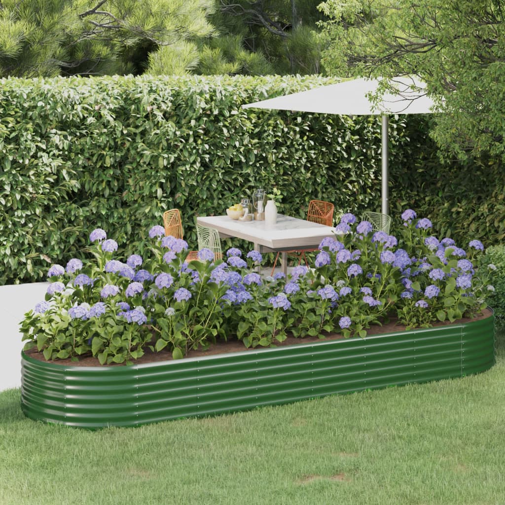 Letto Giardino Acciaio Verniciato a Polvere 322x100x36 cm Verde 318998