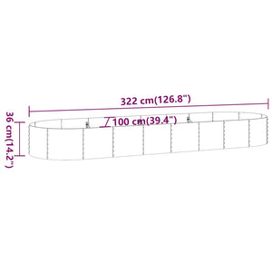 Vaso Giardino Acciaio Verniciato a Polvere 322x100x36 cm Grigio cod mxl 40091