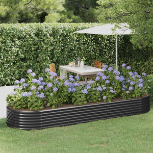 Vaso Giardino Acciaio Verniciato Polvere 322x100x36cm Antracite cod mxl 66766