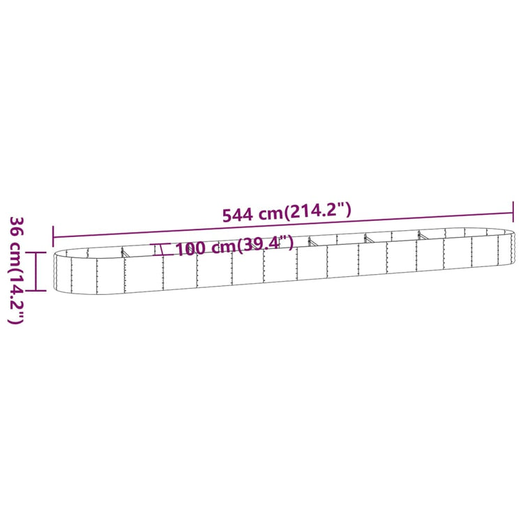 Vaso Giardino Acciaio Verniciato Polvere 544x100x36cm Antracite cod mxl 66891