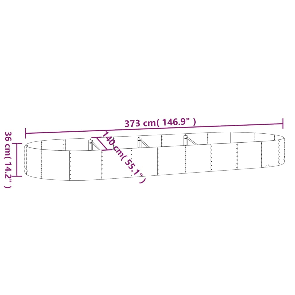 Letto da Giardino in Acciaio a Polvere 373x140x36 cm Antracite 319036