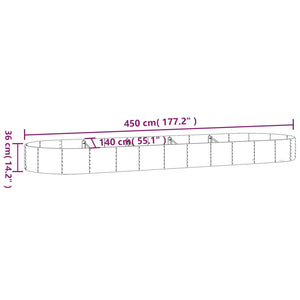 Vaso Giardino Acciaio Verniciato a Polvere 450x140x36 cm Grigio cod mxl 66612