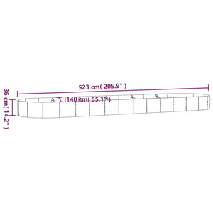 Vaso da Giardino Acciaio Verniciato Polvere 523x140x36cm Grigio cod mxl 66615