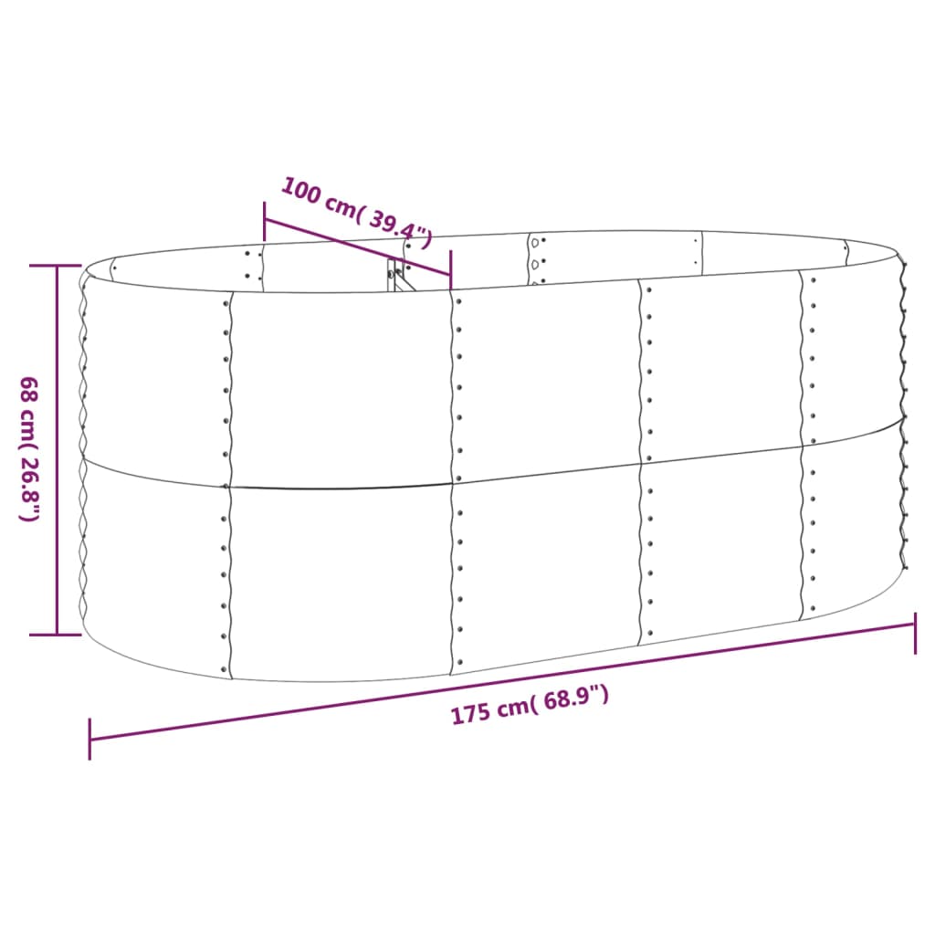 Vaso da Giardino Acciaio Verniciato Polvere 175x100x68cm Verde cod mxl 67124