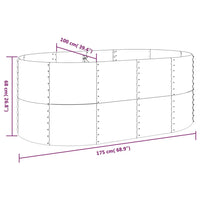 Vaso Giardino Acciaio Verniciato Polvere 175x100x68cm Antracite cod mxl 67291