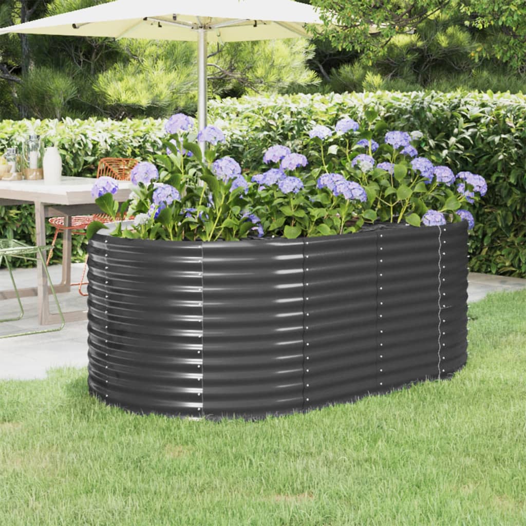 Vaso Giardino Acciaio Verniciato Polvere 175x100x68cm Antracite cod mxl 67291