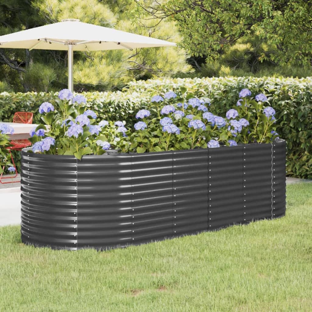 Vaso Giardino Acciaio Verniciato Polvere 249x100x68cm Antracite cod mxl 66870