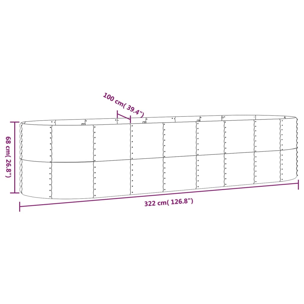 Letto Giardino Acciaio Verniciato Polvere 322x100x68 cm Marone 319070