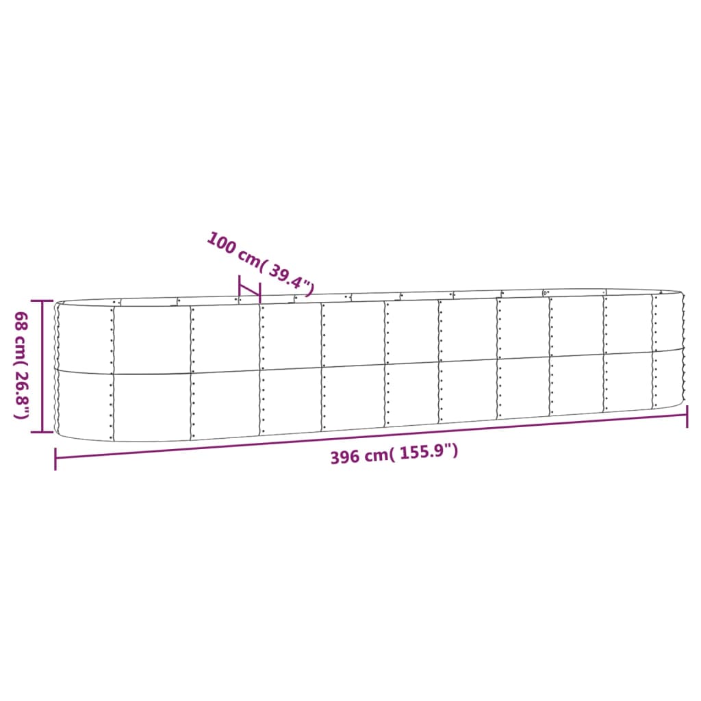 Vaso Giardino Acciaio Verniciato a Polvere 396x100x68 cm Verde cod mxl 66843