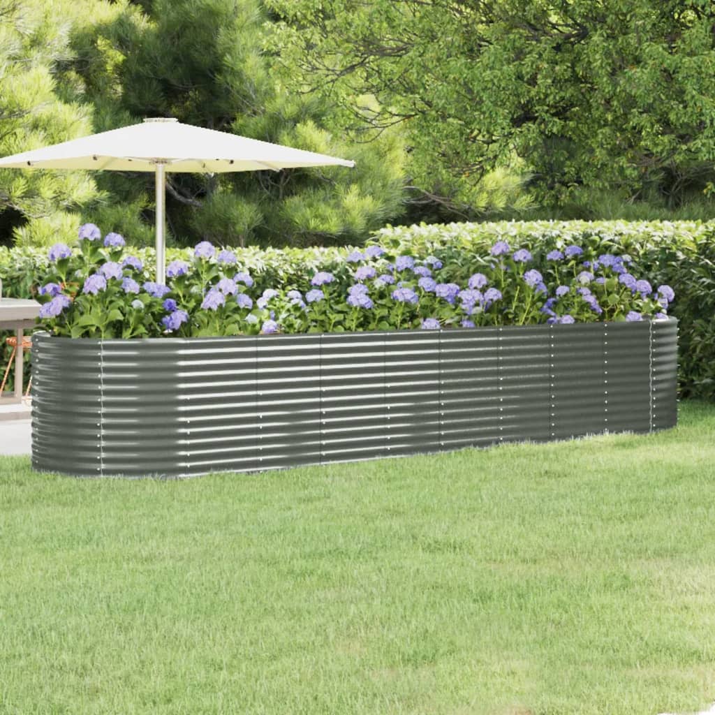 Letto Giardino Acciaio Verniciato a Polvere 396x100x68cm Grigio 319074