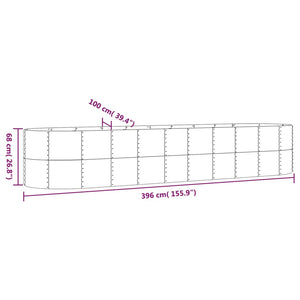 Vaso Giardino Acciaio Verniciato a Polvere 396x100x68cm Argento cod mxl 66750