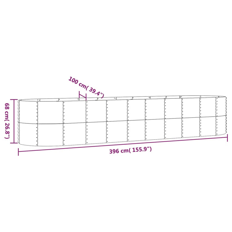 Vaso Giardino Acciaio Verniciato a Polvere 396x100x68cm Argento cod mxl 66750