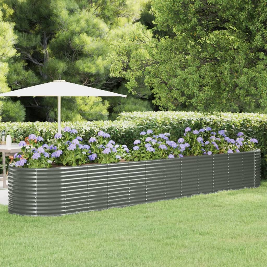 Vaso da Giardino Acciaio Verniciato Polvere 507x100x68cm Grigio