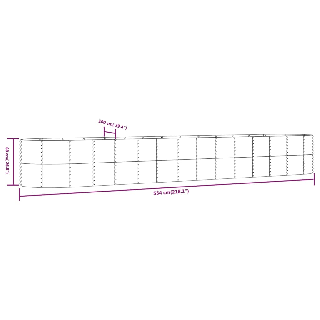 Letto Giardino Acciaio Verniciato Polvere 554x100x68cm Grigio 319084