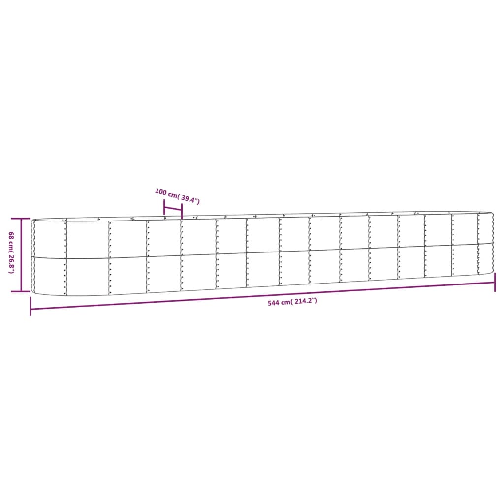 Letto Giardino Acciaio Verniciato Polvere 554x100x68cm Marrone 319085