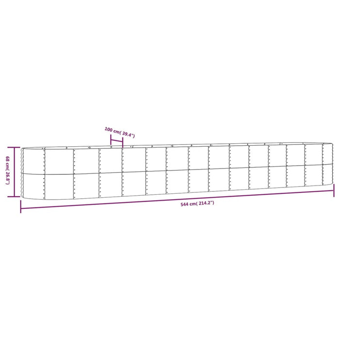 Letto Giardino Acciaio Verniciato Polvere 554x100x68cm Marrone 319085