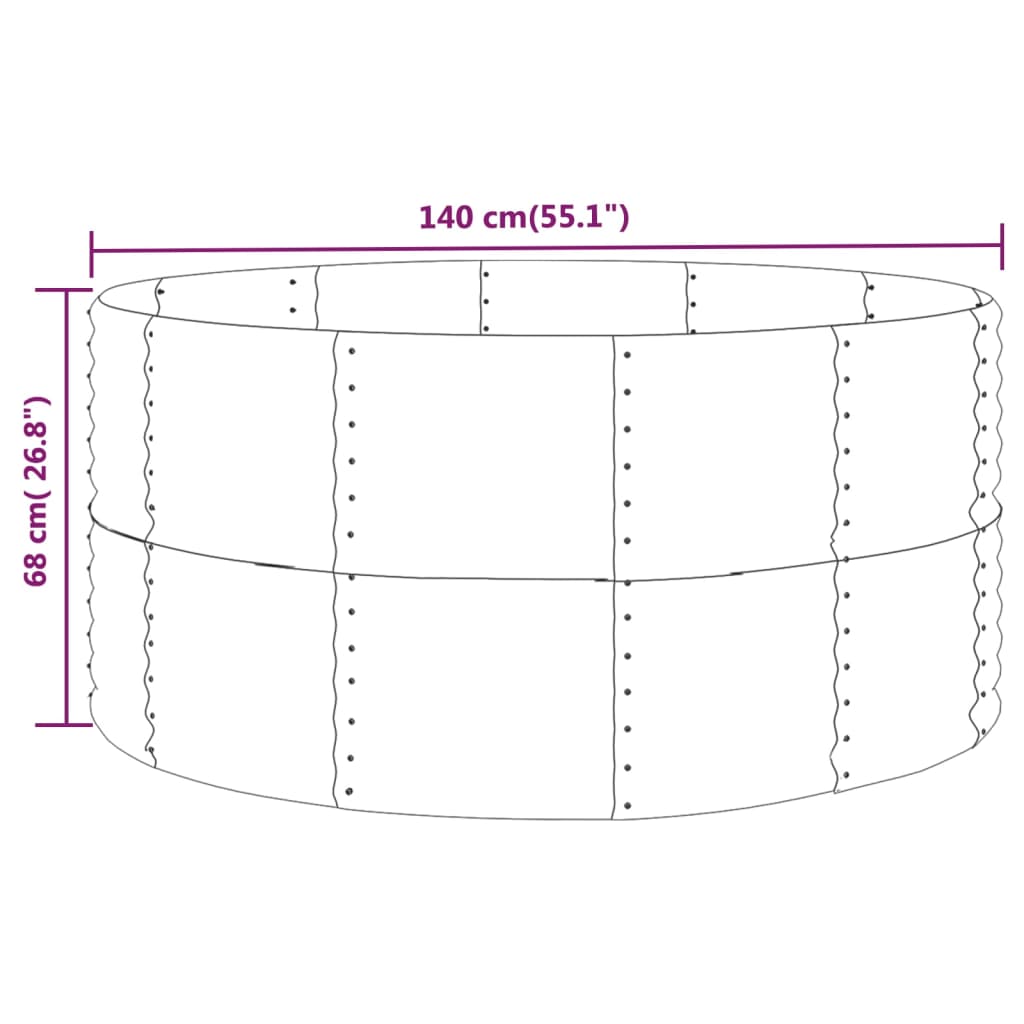 Fioriera Giardino Argento 140x140x68 Acciaio Verniciato Polvere cod mxl 67304