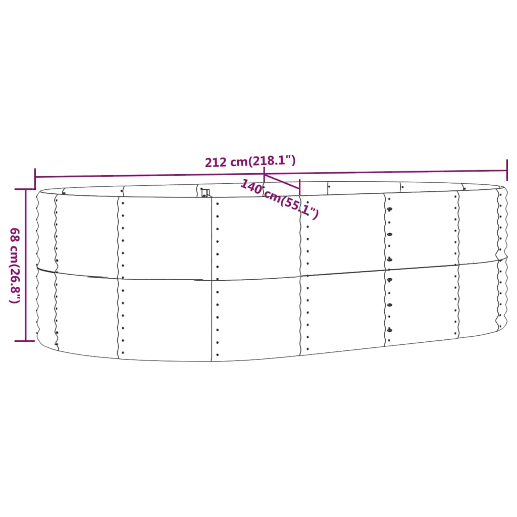 Letto Giardino Acciaio Verniciato Polvere 212x140x68 cm Grigio 319094