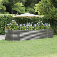 Letto Giardino Acciaio Verniciato Polvere 367x140x68 cm Grigio 319104