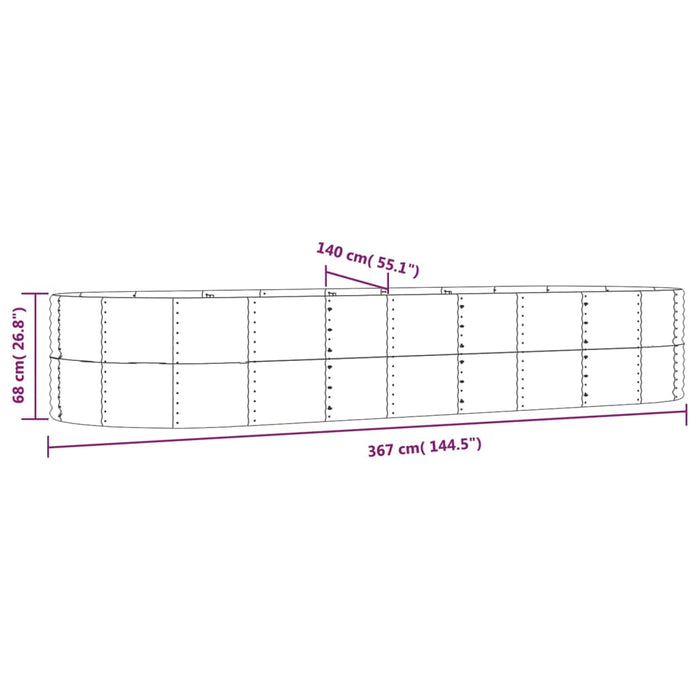 Letto Giardino Acciaio Verniciato Polvere 367x140x68 cm Argento 319107