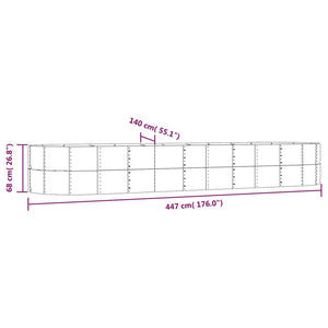 Fioriera Giardino Grigia 447x140x68 Acciaio Verniciato Polvere cod mxl 39885