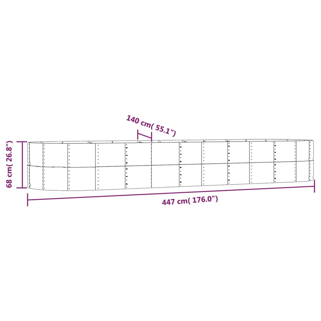 Letto Giardino Acciaio Verniciato Polvere 447x140x68 cm Marrone 319110