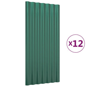 Pannelli Tetto 12pz Acciaio Verniciato a Polvere Verde 80x36 cm 319133