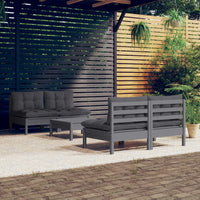 Set Divani da Giardino 5 pz con Cuscini Antracite Legno di Pino cod mxl 49783