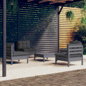 Set Divani da Giardino 5 pz con Cuscini Antracite Legno di Pino cod mxl 42410