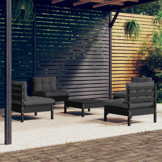 Set Divani da Giardino 5 pz con Cuscini Antracite Legno di Pino cod mxl 38628