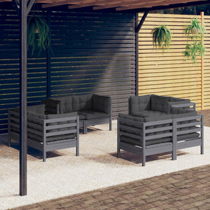 Set Divani da Giardino 8 pz con Cuscini Antracite Legno di Pino 3096060