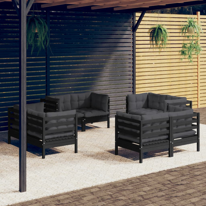 Set Divani da Giardino 8 pz con Cuscini Antracite Legno di Pino 3096062